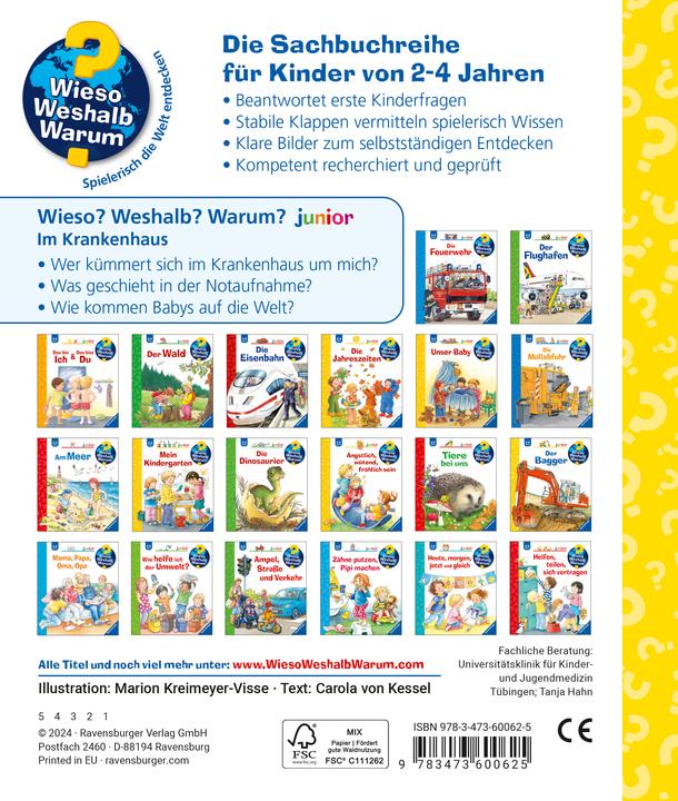 Actual product image Ravensburger Wieso? Weshalb? Warum? junior, Band 75: Im Krankenhaus (German, Carola of Boiler, Marion Kreimeyer-Visse, 2024)