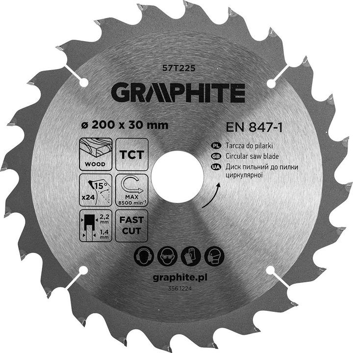 Produktbild Graphite Widia Sägeblatt, 200 x 30 mm, 24 Zähne