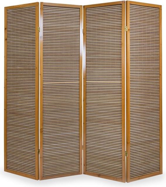 Actual product image Homestyle4u 4-fold Wooden Screen Bamboo brown