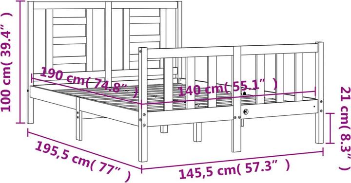 Actual product image vidaXL Bettrahmen (140 x 190 cm)