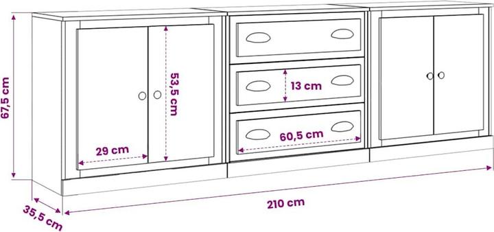 Image du produit vidaXL Sideboard (210 x 35.50 x 67.50 cm)