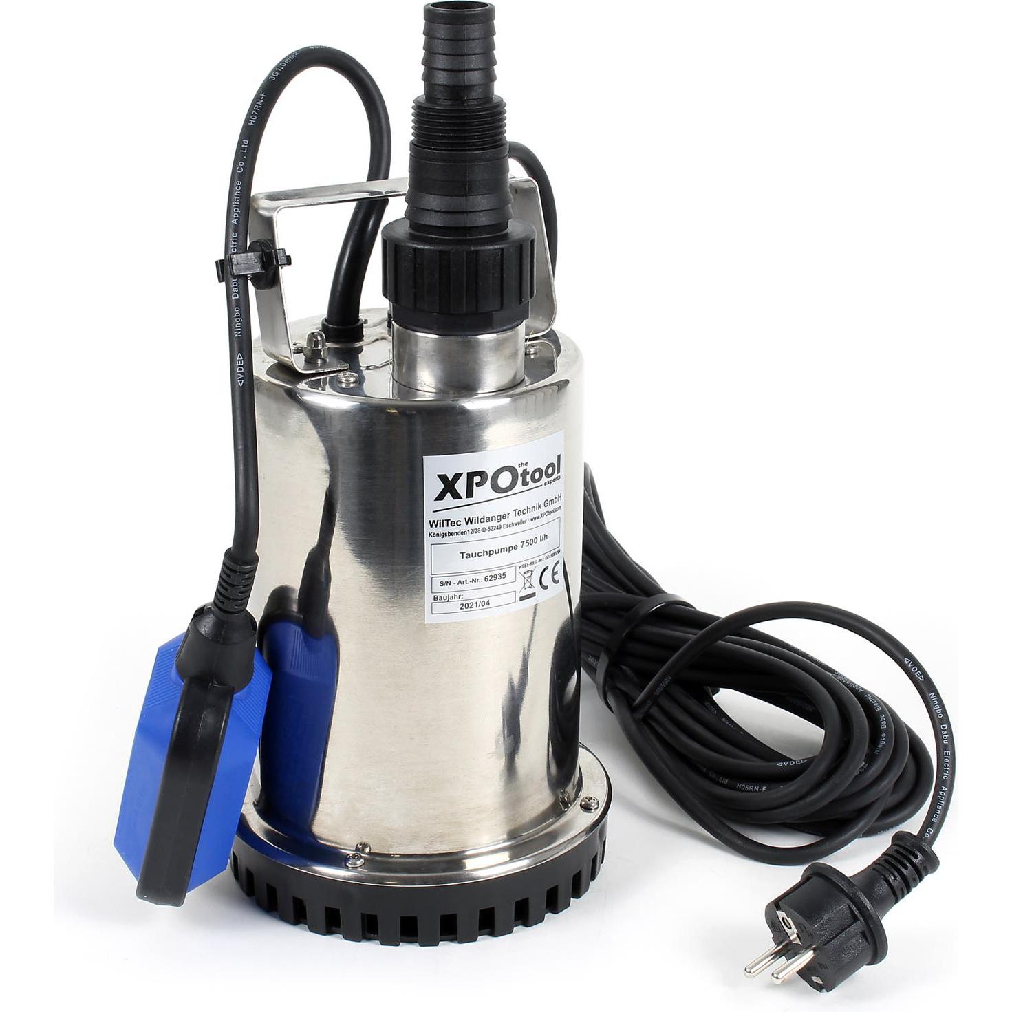 XPOtool, Wasserpumpe, Tauchpumpe 7500l/h Schmutzwasserpumpe 400W Gartenpumpe Brunnenpumpe (Schmutzwasserpumpe)