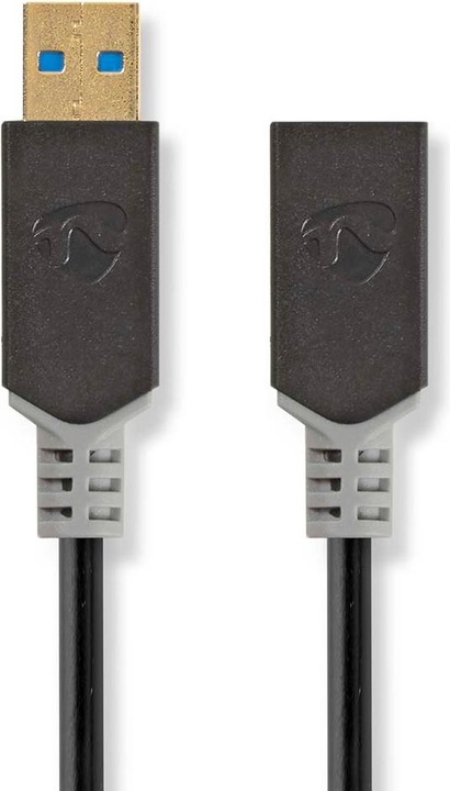 Produktbild Nedis USB-Kabel USB 3.2 Gen 1 USB-A Stecker USB-A Buchse 5 Gbps Vergoldet 2.00 m rund PVC Anthrazit (2 m, USB 3.2 Gen 1)