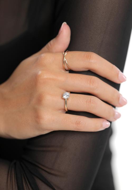 Image du produit Elli PREMIUM Bague Solitaire Zirconia 375 Or Jaune Idée Cadeau (52, 375/9 K)