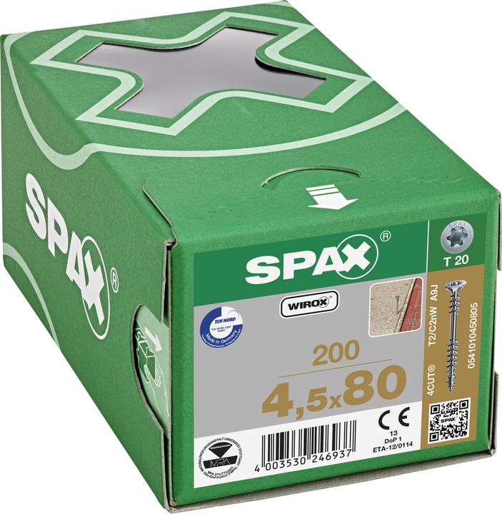 Produktbild Spax Spax-Verlegeschraube Senkmultikopf T-Star Plus T20 Fixiergewinde Wirox (200 Schrauben pro Stück)