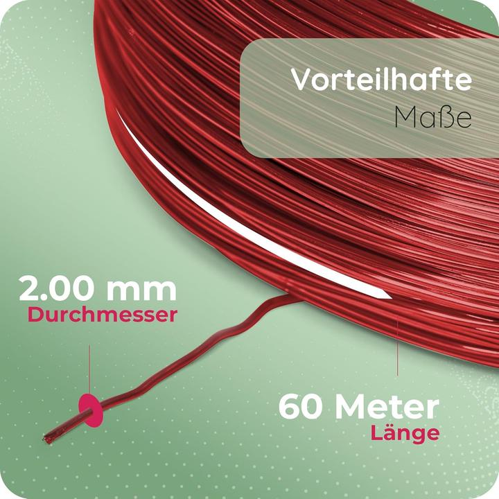 Image du produit Novaliv 60 Meter Aluminiumdraht 2mm Rot, Basteldraht ideal als Biegedraht zum basteln, Vielseitig fü (60 m)