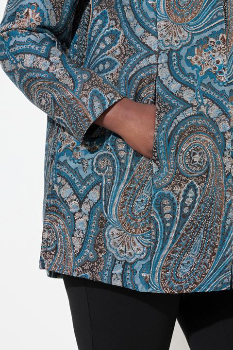 Produktbild Ulla Popken Jacquard-Jacke, Metallic-Effekt, Hemdkragen (42)