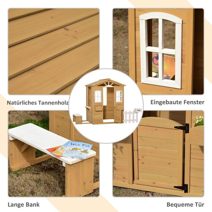 Produktbild Outsunny Kinderspielhaus Tannenholz Gelb