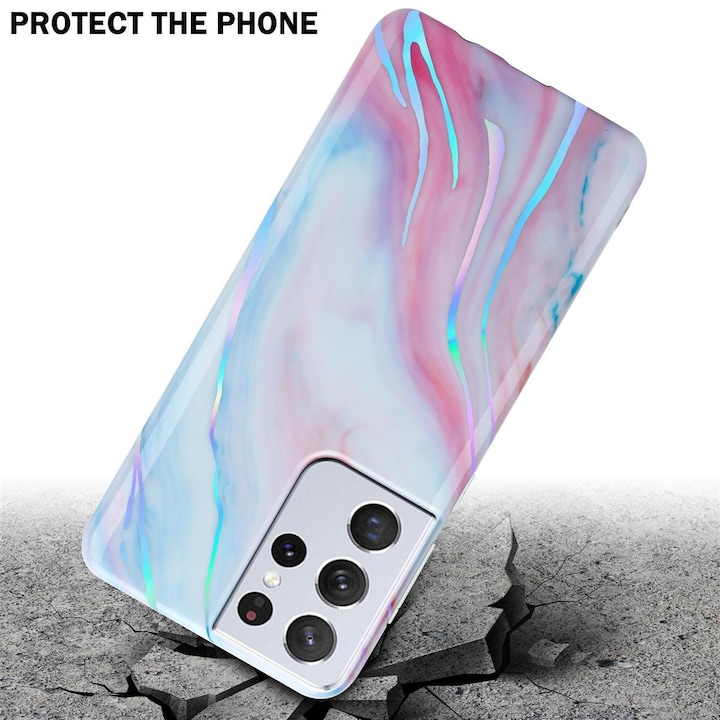 Produktbild Cadorabo IMD TPU Bunter Marmor Cover (Samsung Galaxy S21 Ultra)