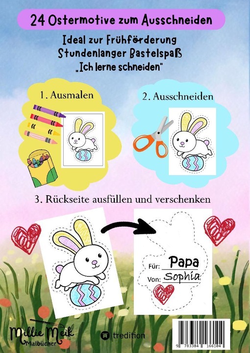 Produktbild Ostern Ausschneidebuch für Kinder ab 3 Jahre - Osterbilder Ausmalen, Ausschneiden und Verschenken -
