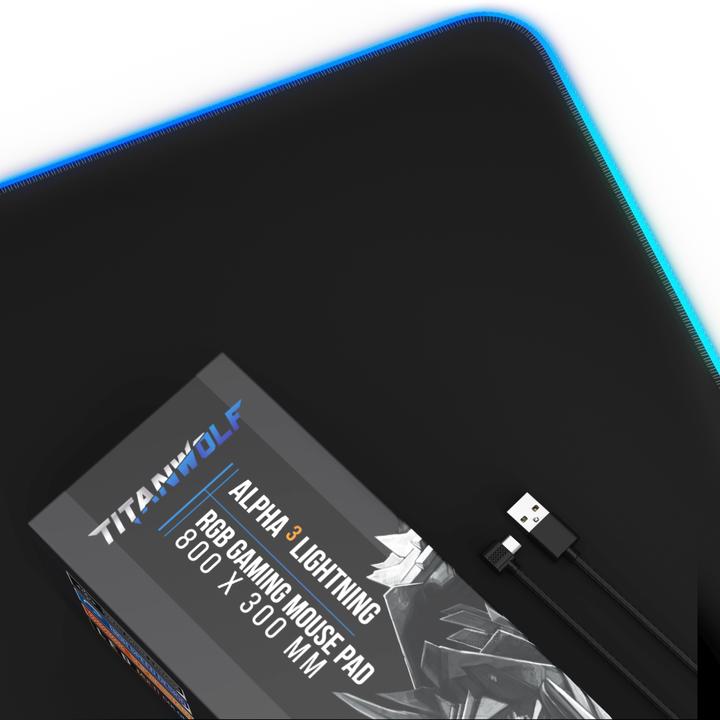 Image du produit Titanwolf RGB Gaming Mauspad, Mausmatte XL 800 x 300 mm verbessert Präzision & Geschwindigkeit, schwarz (XL)