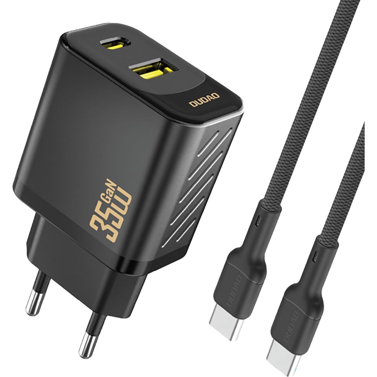 Dudao A27 MaxC 35W Wandladegerät + USB-C Kabel - Schwarz (35 W), Caricatore USB, Nero