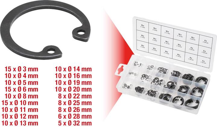 Actual product image KS Tools Assortment snap rings inside, Ã˜ 3-32mm, 180 pcs.
