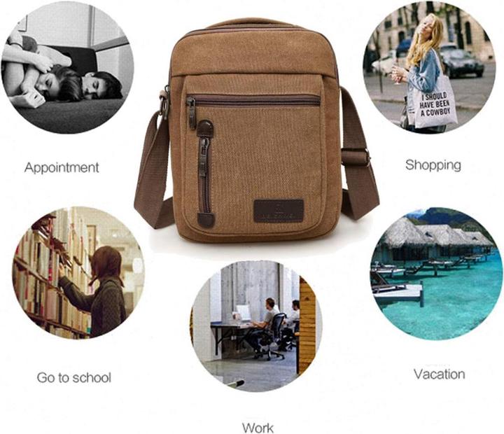 Produktbild Only-Bags.Store Umhängetasche, kleine Umhängetasche, Handtasche, Handgelenk Tasche, Leinwand, Vintage Umhängetasche