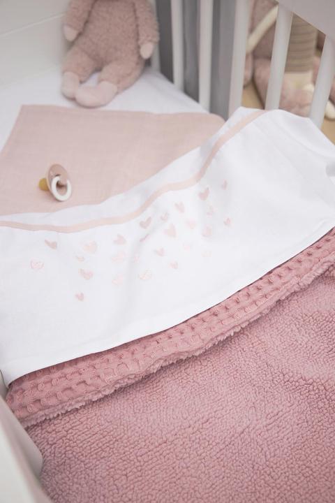 Actual product image Meyco Baby Hearts Crib Sheet Small - Soft Pink (75 x 100 cm)