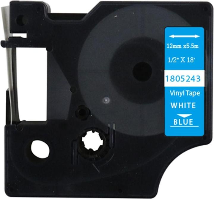 Actual product image Hermex Alternatives Etikettenband zu Dymo 1805243 Vinyletiketten (1.20 cm, Blue, White)