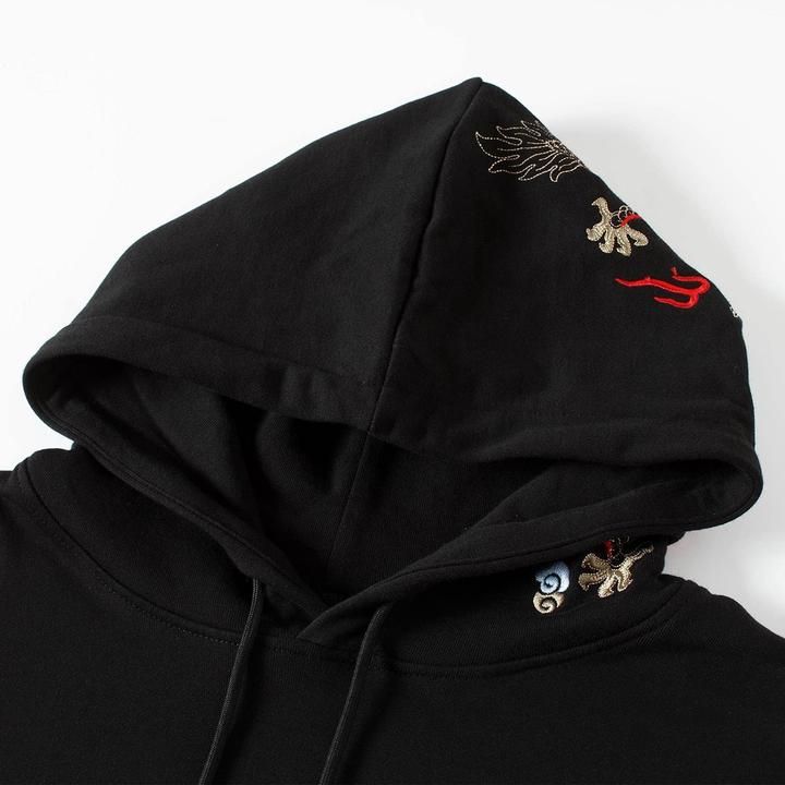 Image du produit Niepce Pull à capuche graphique brodé Dragon en tissu épais (XXL)