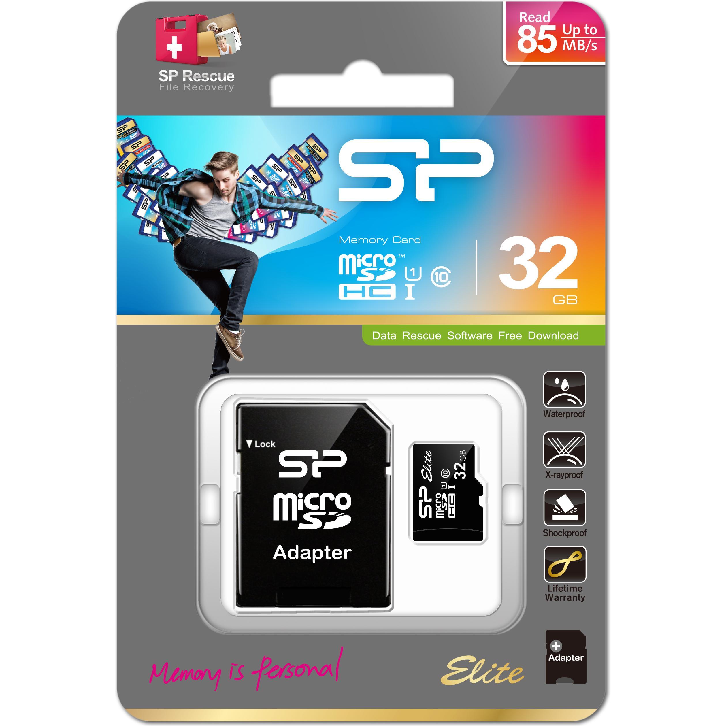 Thumbnail - Silicon Power Elite (32 GB, microSDHC, U1, UHS-I), Speicherkarte, Schwarz