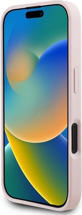 Actual product image Guess Grained Printed Flower Pattern MagSafe iPhone 16 Case Pink (Apple iPhone 16)