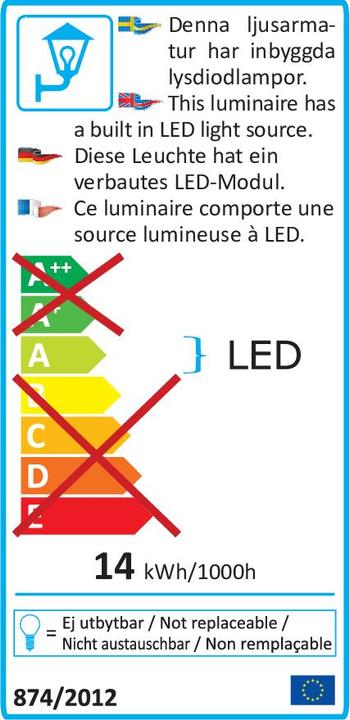 Label énergétique Konstsmide Applique murale d'extérieur LED 12 W War (1100 lm, IP54)