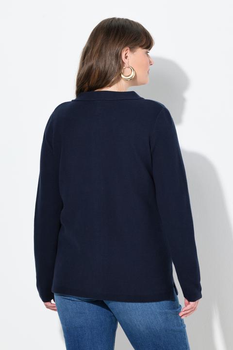 Produktbild Ulla Popken Strickjacke, Waffelstruktur, Stehkragen (58)