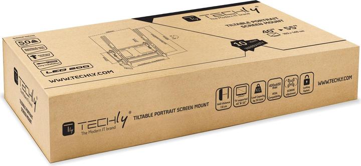 Actual product image Techly Potrait wall mount for LCD TV LED 40"-55",swivel, black (Wall, 55", 50 kg)