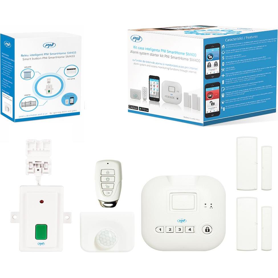 PNI, Zubehör Gebäudesicherheit, SmartHome SM400 Smart-Home-Paket + SmartHome SM433 Smart-Relais zum Öffnen von Toren und...