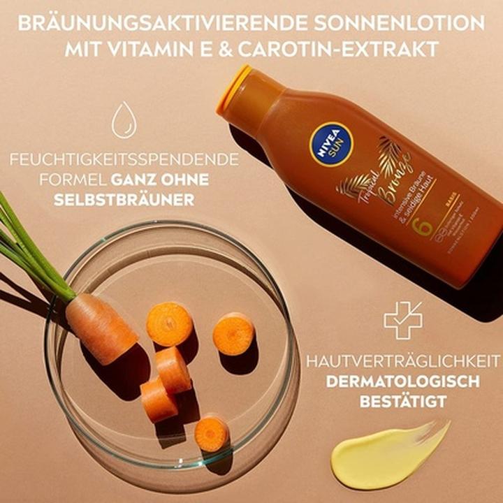 Produktbild NIVEA Sun Carotin Sonnenschutz-Lotion (Sonnenlotion, Bis SPF 10, 200 ml, 150 g)