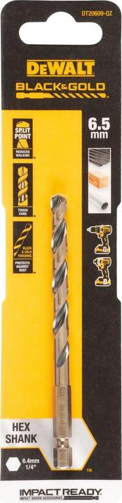 Actual product image DeWalt DT20609QZ HSSG metal twist drill 1 piece 6.5 mm total length 105 mm ko (6.5 millimetres)