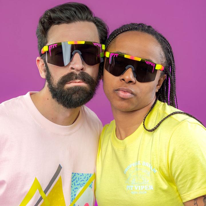 Actual product image Pit Viper The Originals The Italo Double Wide Polarised (Yellow, Pink, Polarized Smoke)