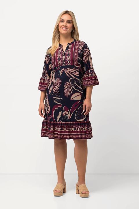 Actual product image Ulla Popken Mixed Leaf Print Flounce Dress (46, 48)