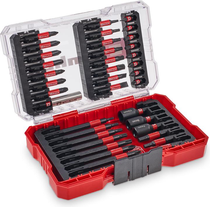 Image du produit Einhell Jeu d'embouts Impact, 109250, M-Case, 38 pièces (Cruciforme Phillips PH, Hexagonal avec PlusMinus, PlusMinus)