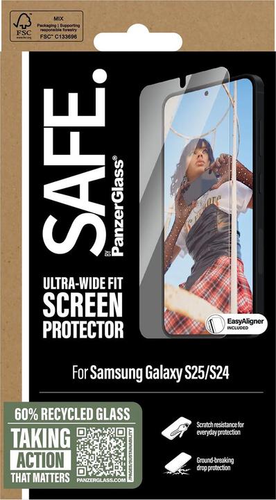 Produktbild PanzerGlass SAFE. by ® Displayschutz Samsung Galaxy S 2025 | Ultra-Wide Fit (1 Stk., Samsung Galaxy S25)
