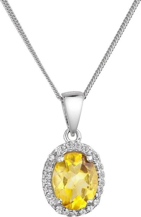Image du produit Evolution Group - Sparkling silver necklace with genuine citrine and zircons 12086.3 (Argent)