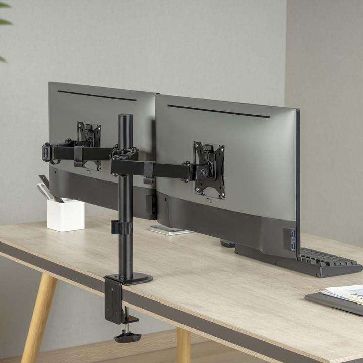 Produktbild Wiltec Monitorhalterung 2 Monitore bis 32" Bildschirmhalterung Tischklemme VESA (Tisch, 32", 9 kg)