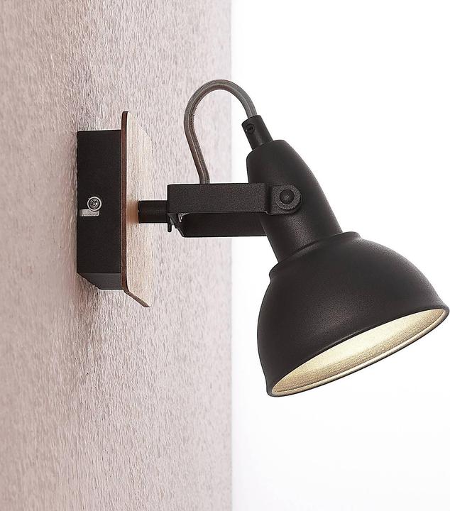 Actual product image Lindby Aylis Spot, black, wood, single flame (E14)
