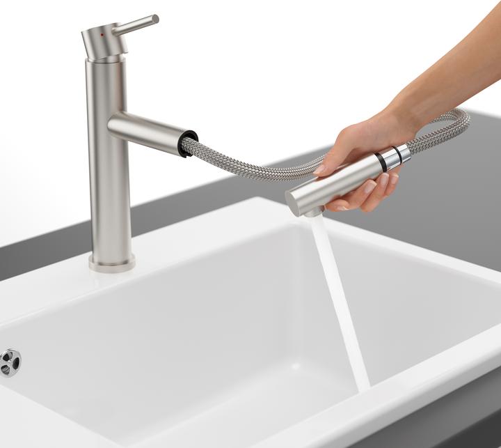 Produktbild Villeroy & Boch V&B EH-Spültischbatterie COMO SKY SHOWER integrierte Schlauchbrause Edelstahl