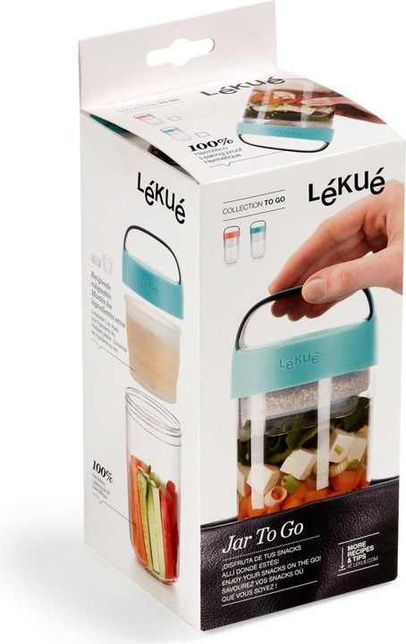 Actual product image Lékué Jar To Go turquoise, large 60 cl, Ø9.2 cm H 18.8 cm