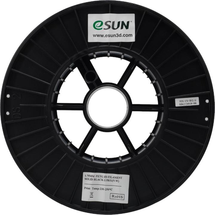 Productafbeelding eSUN PETG 1,75mm SOLID ZWART 2,5kg (PETG, 1.75 mm, 2500 g, Zwart)
