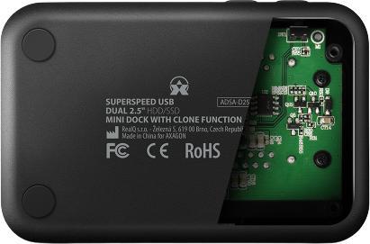 Productafbeelding Axagon ADSA-D25 dockingstation voor opslagschijven USB 3.2 Gen 1 (3.1 Gen 1) Type micro-B Zwart (2.5")