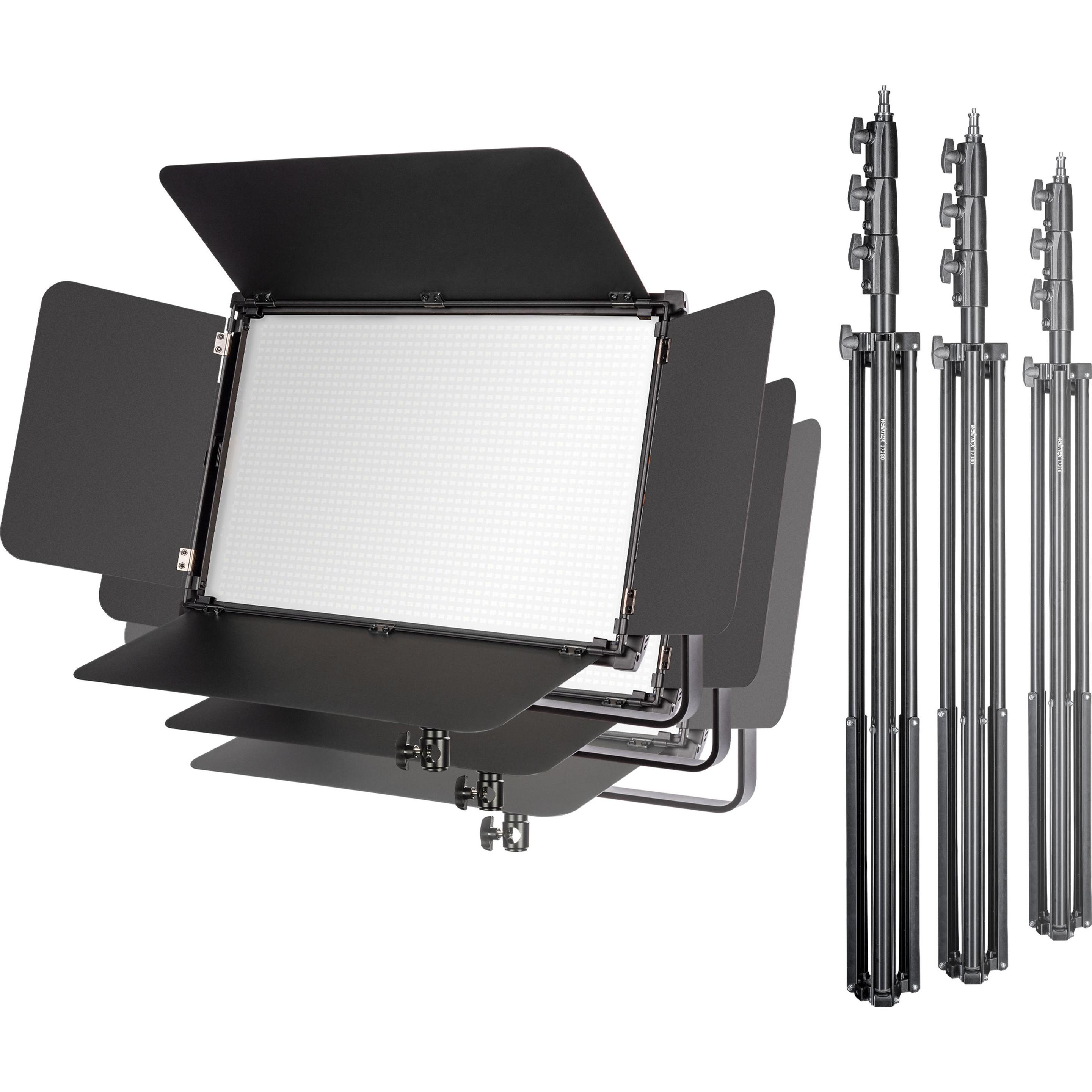 Walimex LED Niova 150-F Pro 150W Bi Color Set3 (Flächenleuchte), Dauerlicht, Schwarz