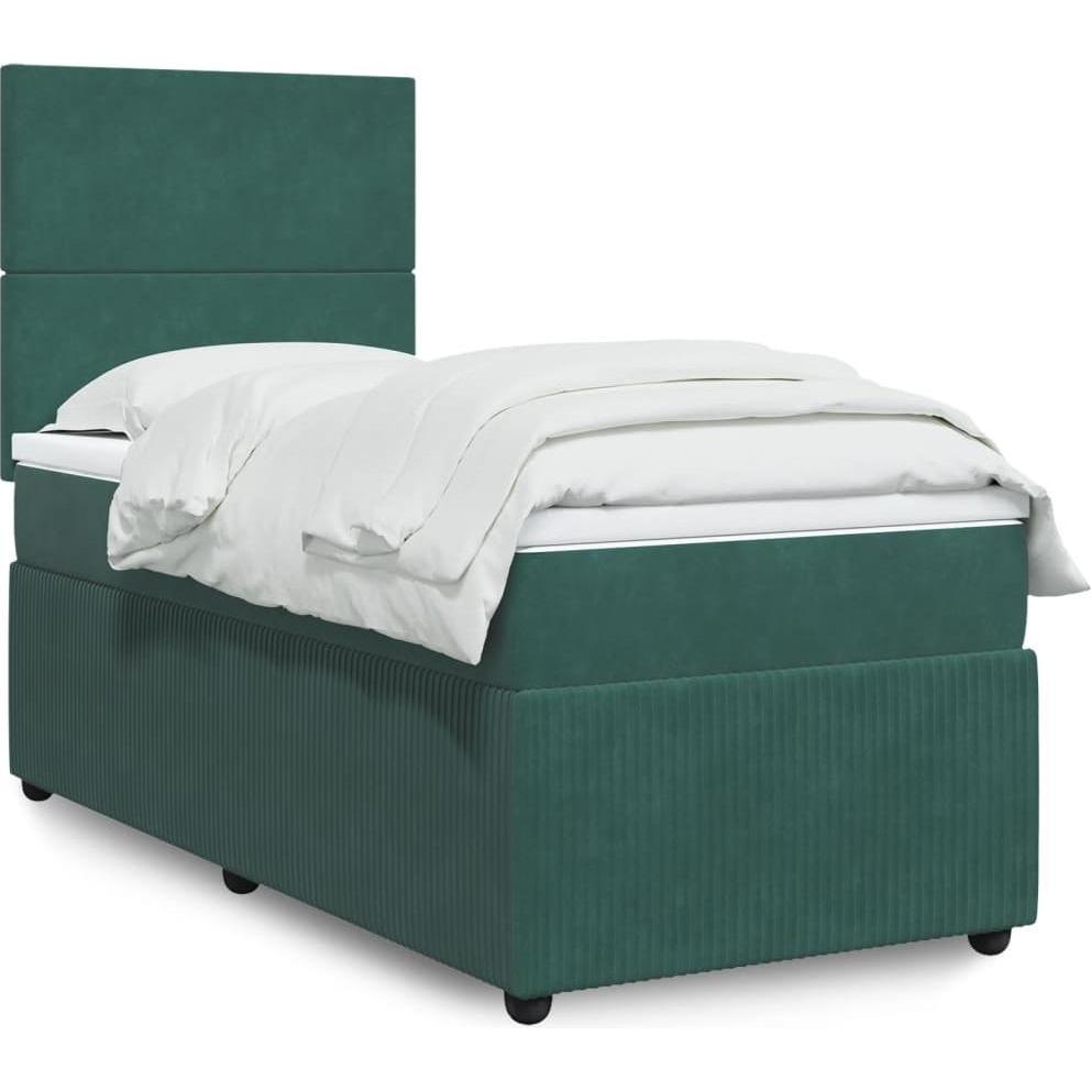 VidaXL, Bett, Boxspringbett Polsterbett Bett mit Matratze Dunkelgrün 90x190cm Samt (90 x 190 cm)
