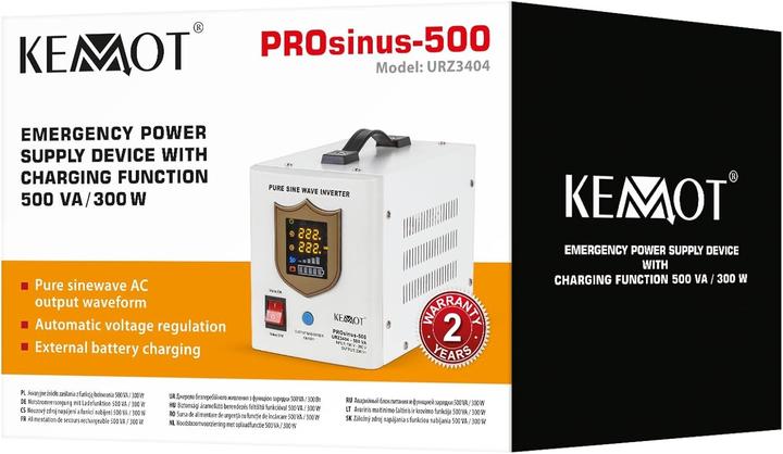 Actual product image Kemo Uninterruptible power supply KEMOT PROsinus-500 converter with pure sine wave and charging function (500 VA, 300 W)