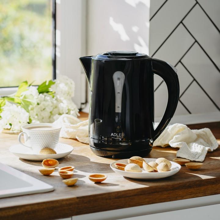 Actual product image Adler Teapot Kettle | AD 1244 | Electric | 1850 W | 2.5 L | Plastic | 360° rotational base | Black (2.50 l)