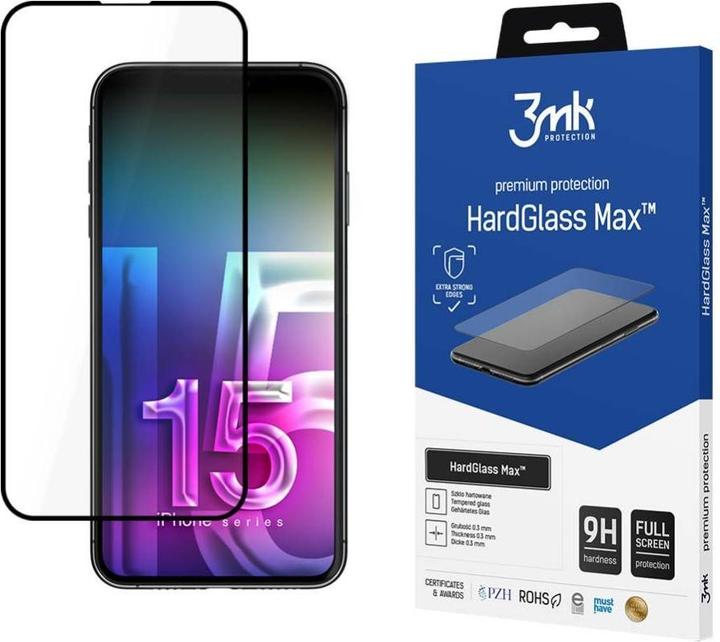 Produktbild 3MK HardGlass Max iPhone 15 Plus 6.7" czarny/black, Fullscreen Glass (1 Stk., Apple iPhone 15 Plus)