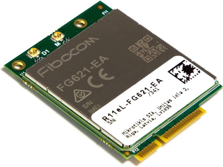 Produktbild MikroTik R11EL-FG621-EA -, 3G/4G/LTE miniPCi-e-Karte mit 2 x u.FL-Anschlüssen für I