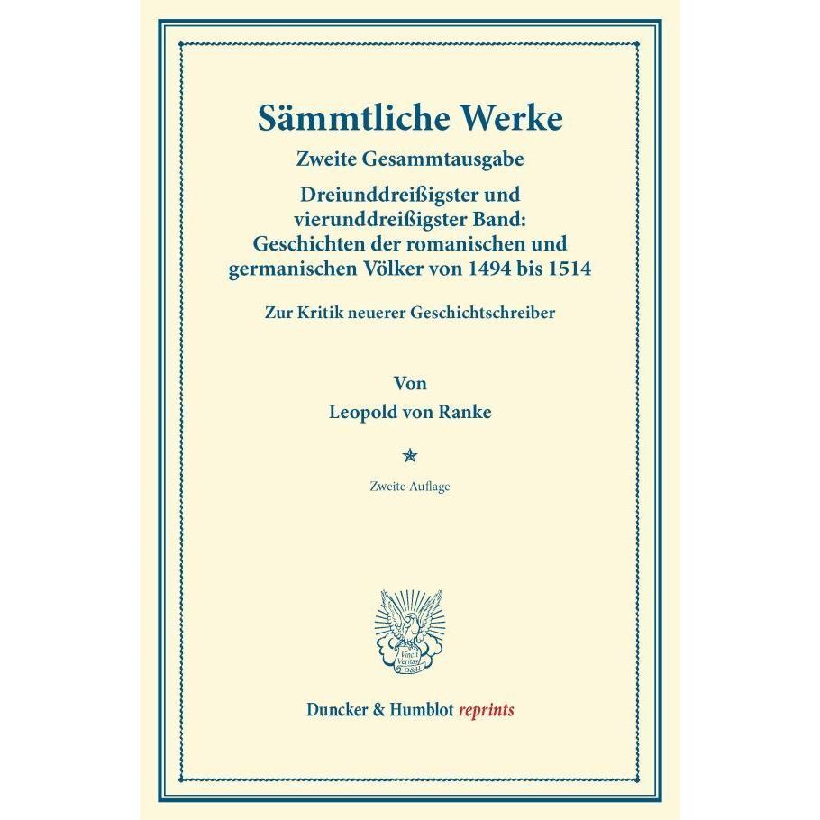 Sämmtliche Werke., Fachbücher von Leopold von Ranke