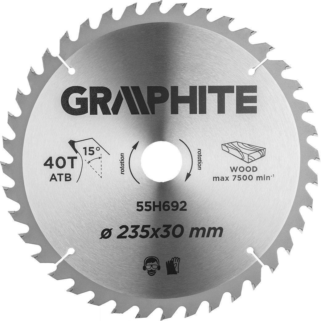 Graphite, Sägeblatt, Graphitkreissäge (Kreissäge, breit, 235 x 30 mm, 40 Zähne)