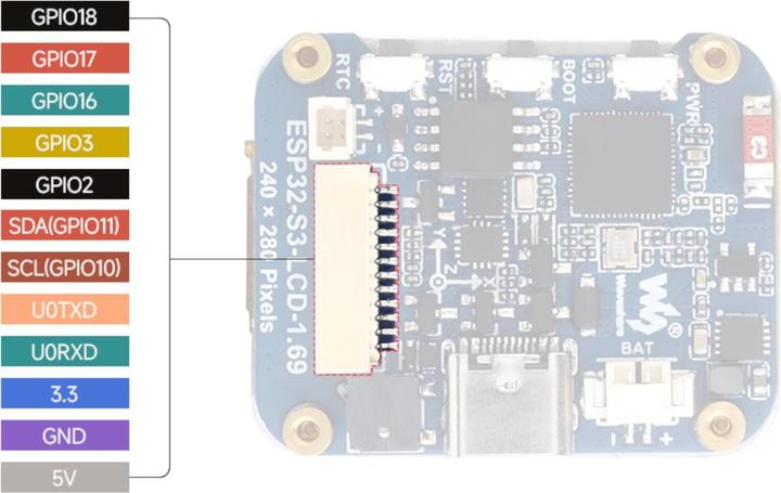 Actual product image WaveShare ESP32-S3 1.69inch LCD Display Development Board 240x280