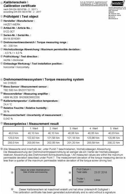 Produktbild HAZET Drehmomentschlüssel 5122-3CT ∙ Nm min-max: 40 - 200 Nm ∙ Toleranz: 3% ∙ Vierkant 12,5 mm (1/2… (1/2", 40 Nm, 200 Nm)